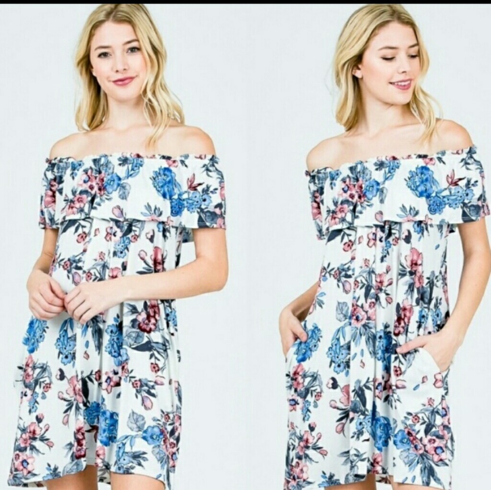 FLORAL OFF SHOULDER DRESS - Picture 4 of 7